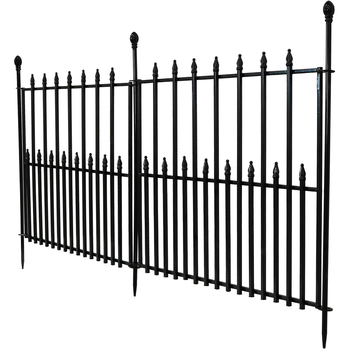 2-Piece Black Iron Garden Border Fence E5648