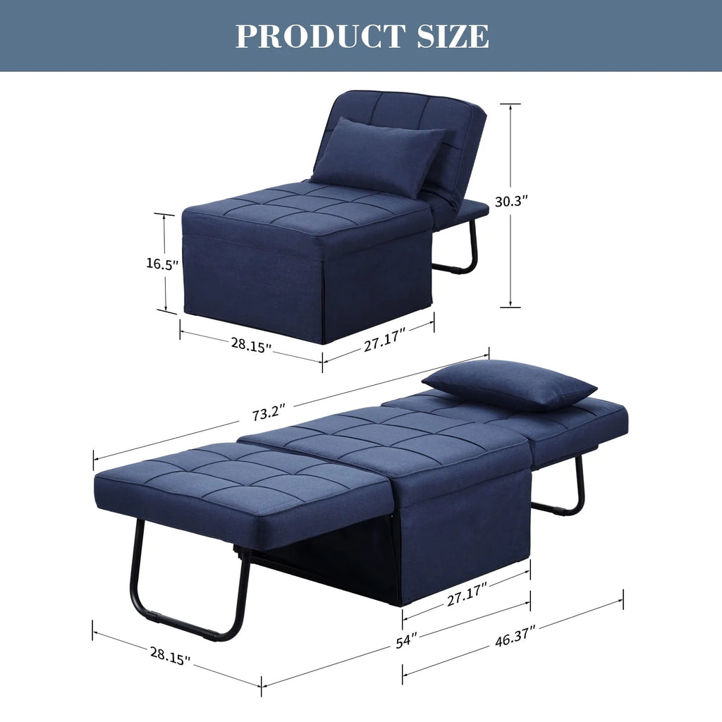Folding Sofa Bed 4 in 1 Twin Size Grey H5958