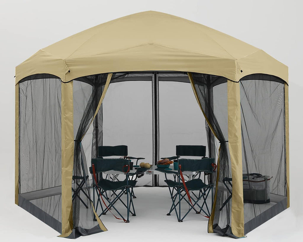 Pop Up 6 Sided Instant Screened Canopy Tent 12x10Ft White H660