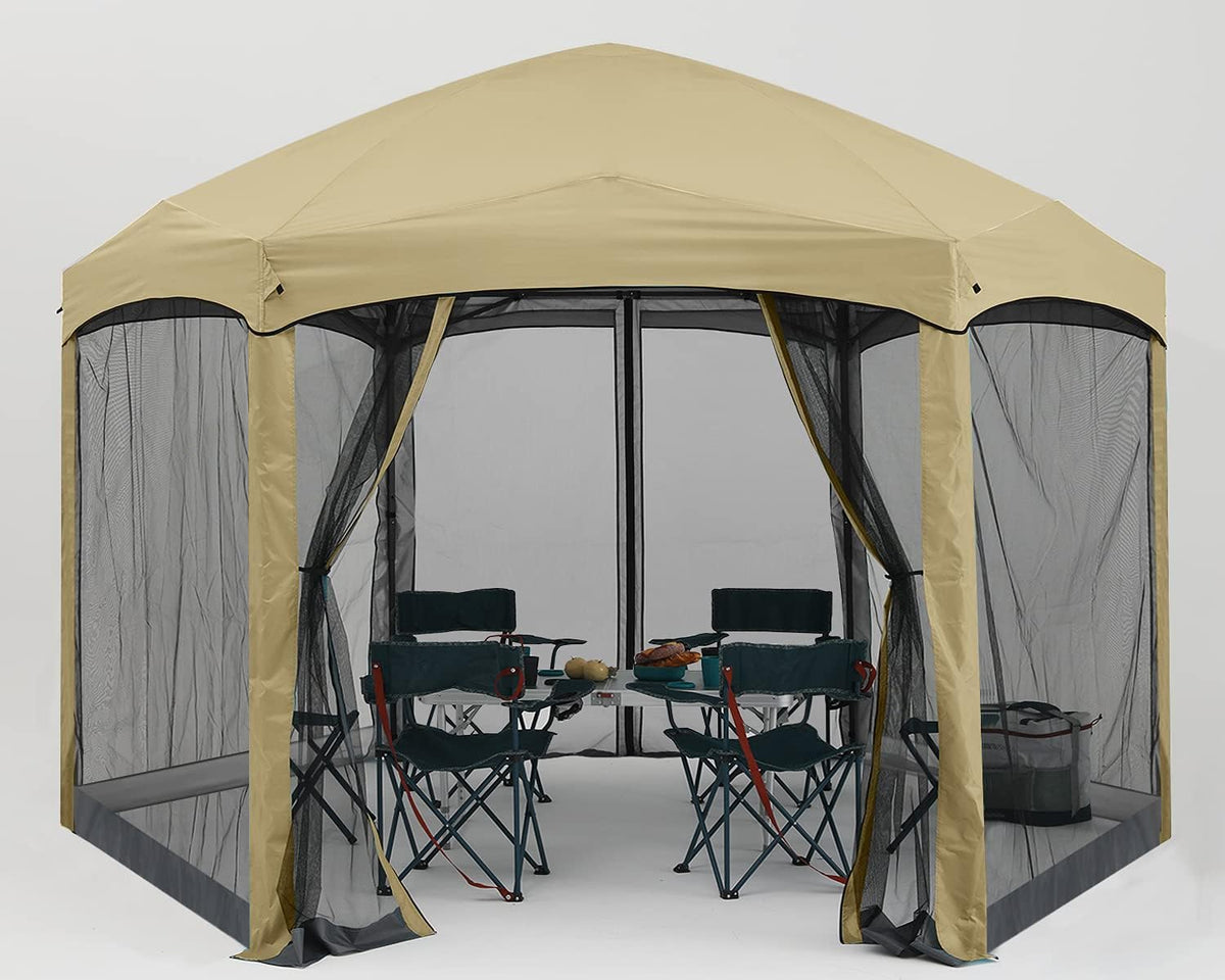 Pop Up 6 Sided Instant Screened Canopy Tent 12x10Ft White H660