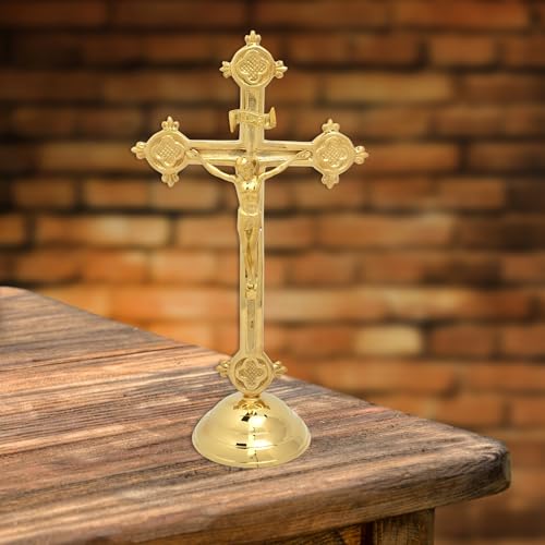 Brass Catholic Crucifix 12.5 by 7 Inches E71326