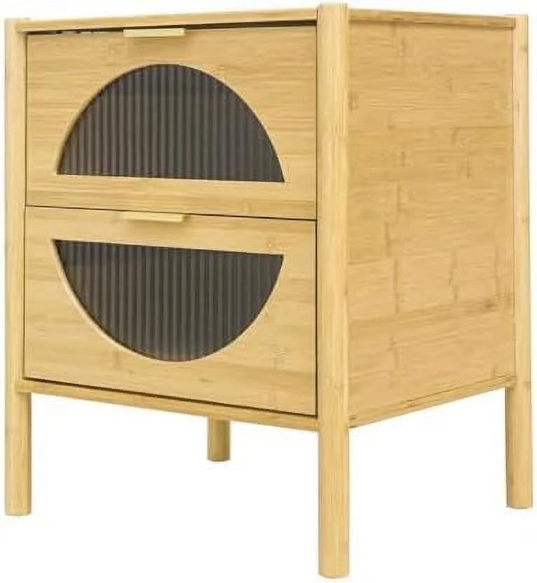 Black Brown Nightstand with Socket and 1 Door O687