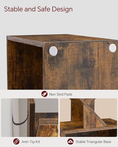 6 Tier Rustic Brown Tree Bookshelf with Storage Cabinet Y307302