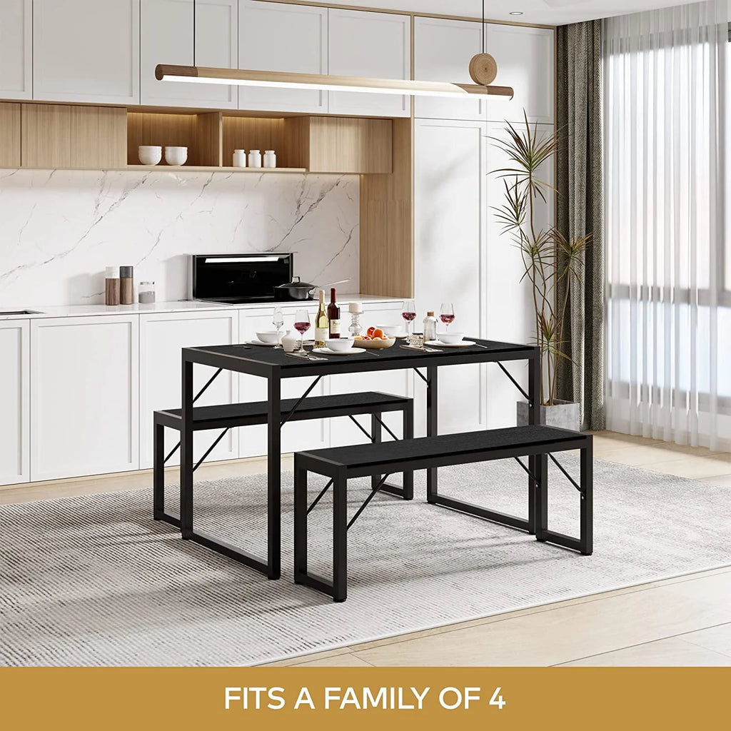 Black Modern Dining Table and Chairs for 4 W935259