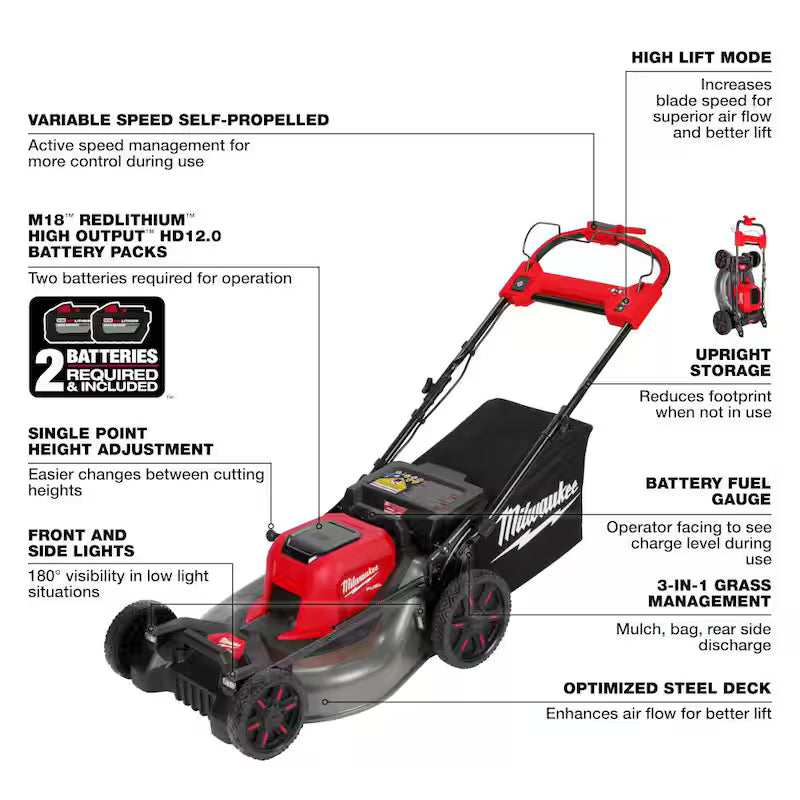 Brushless Cordless 21 in. Self-Propelled Lawn Mower with Hedge Trimmer W763