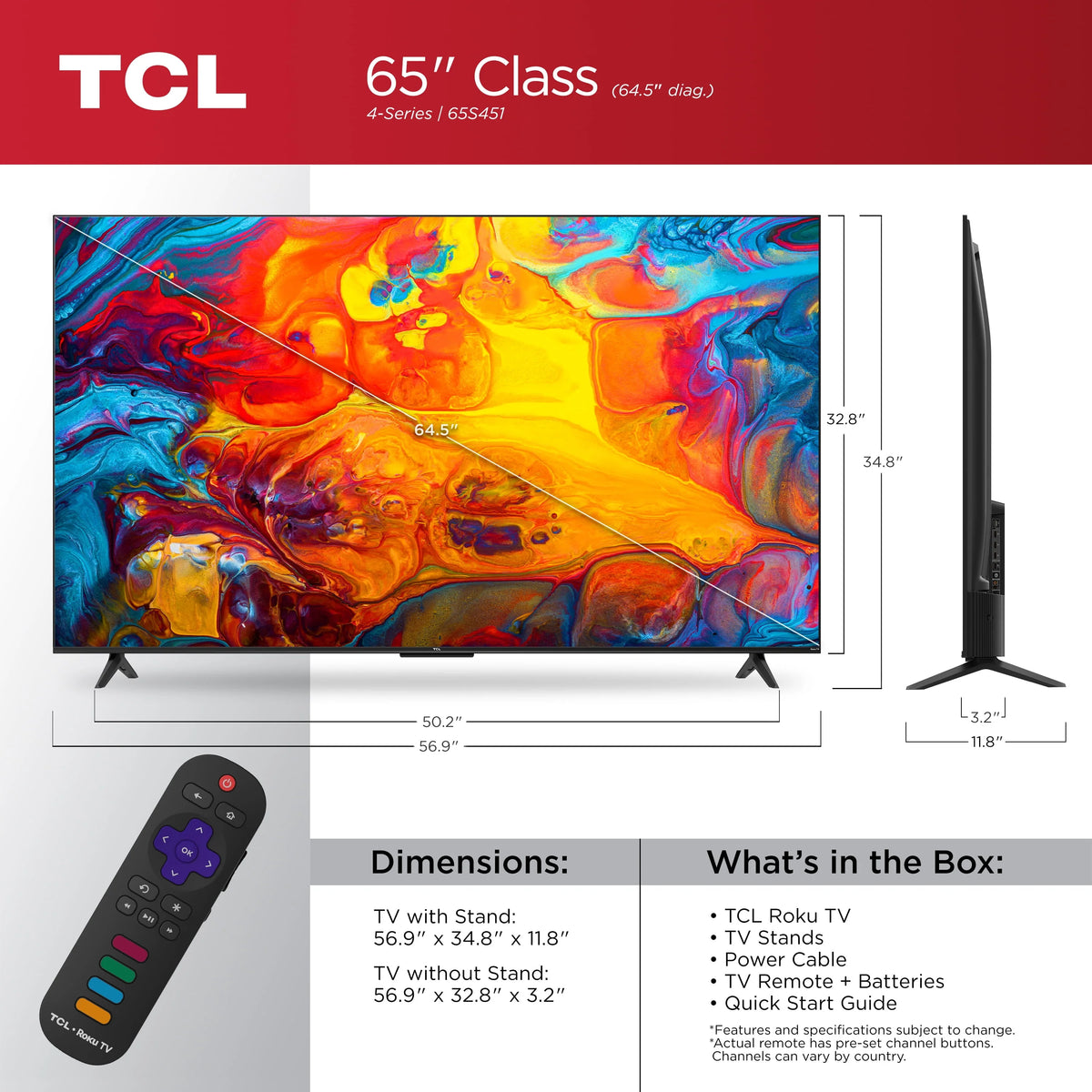 65" 4K UHD HDR Smart TV W819