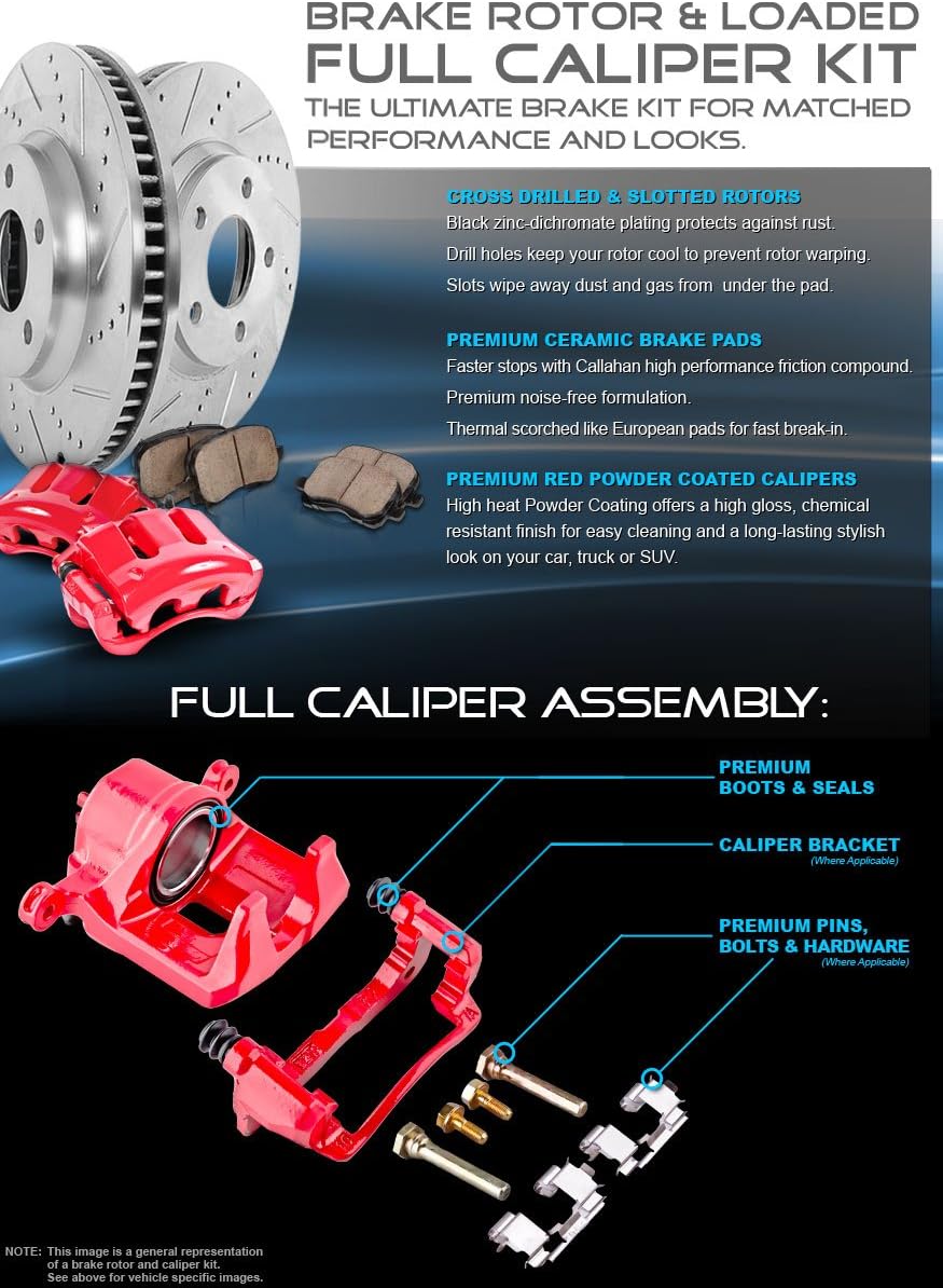 Powder Coated Red Calipers Zinc Plated Rotors Ceramic Pads Q3190
