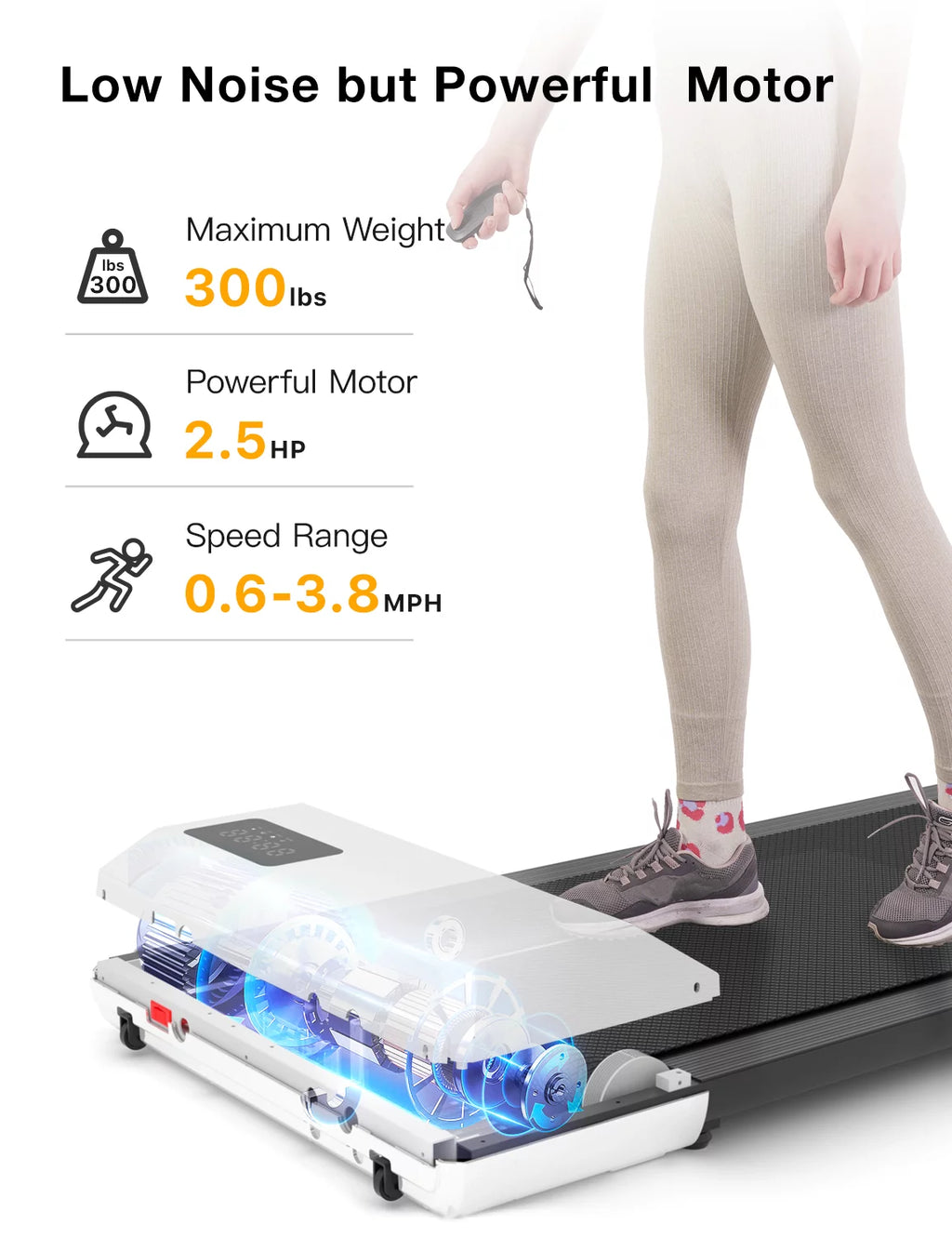 2.5Hp Walking Pad Under Desk Treadmill with Remote Control and LED Display Z144