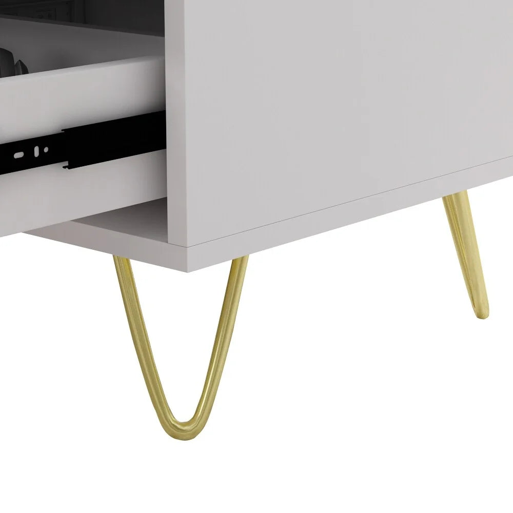 White Wood 3 Drawer Nightstand Bedside Table R2413