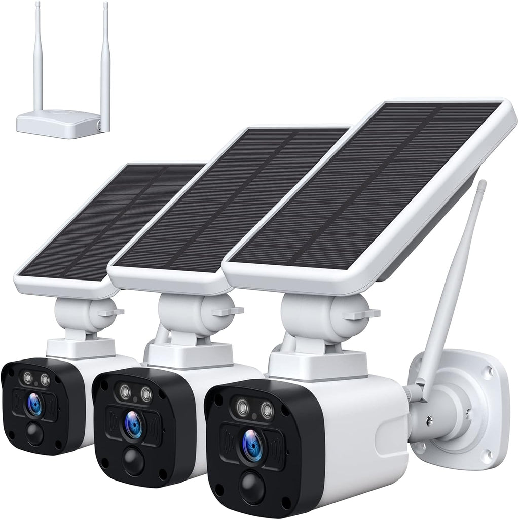 Solar Powered Wireless Security Camera System with 3 Cameras L88320