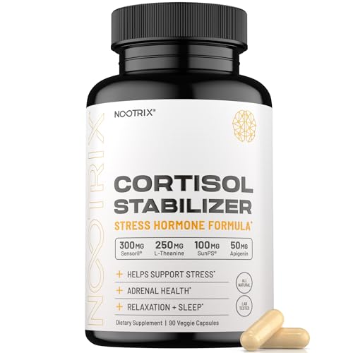 Cortisol Supplement with Ashwagandha, L-Theanine, Rhodiola Rosea Extract & Apigenin, 90 Vegan Capsules I54125