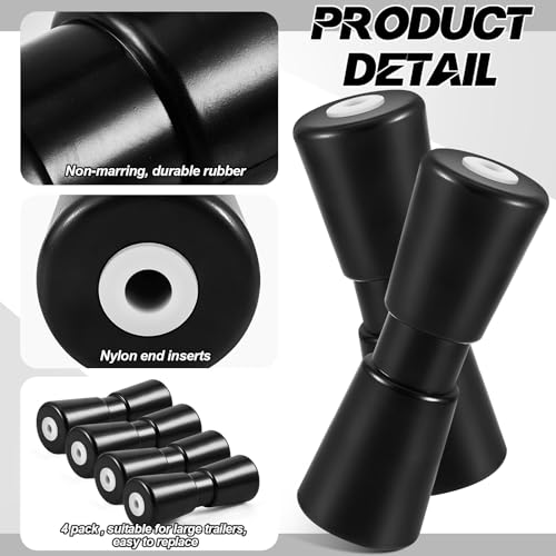 2 Pack Heavy Duty Rubber Boat Trailer Roller T8425