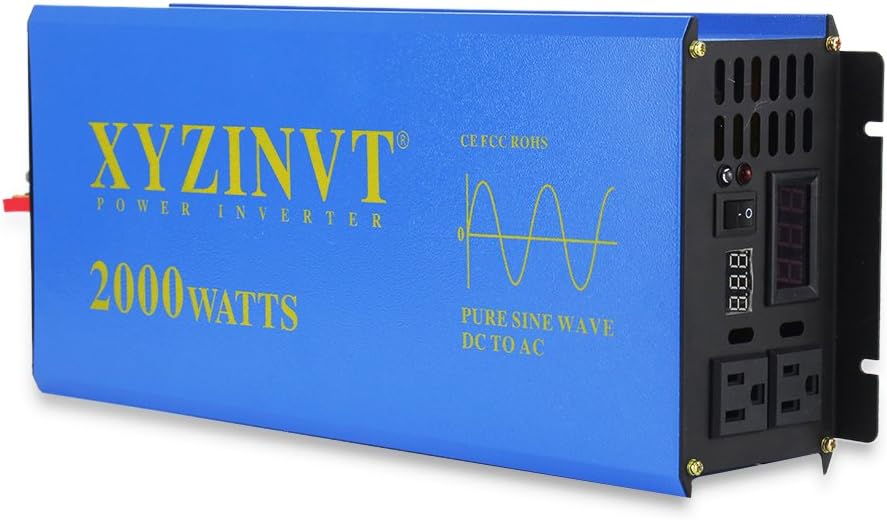 2000W Pure Sine Wave Power Inverter 12V to 120V with Remote T7254