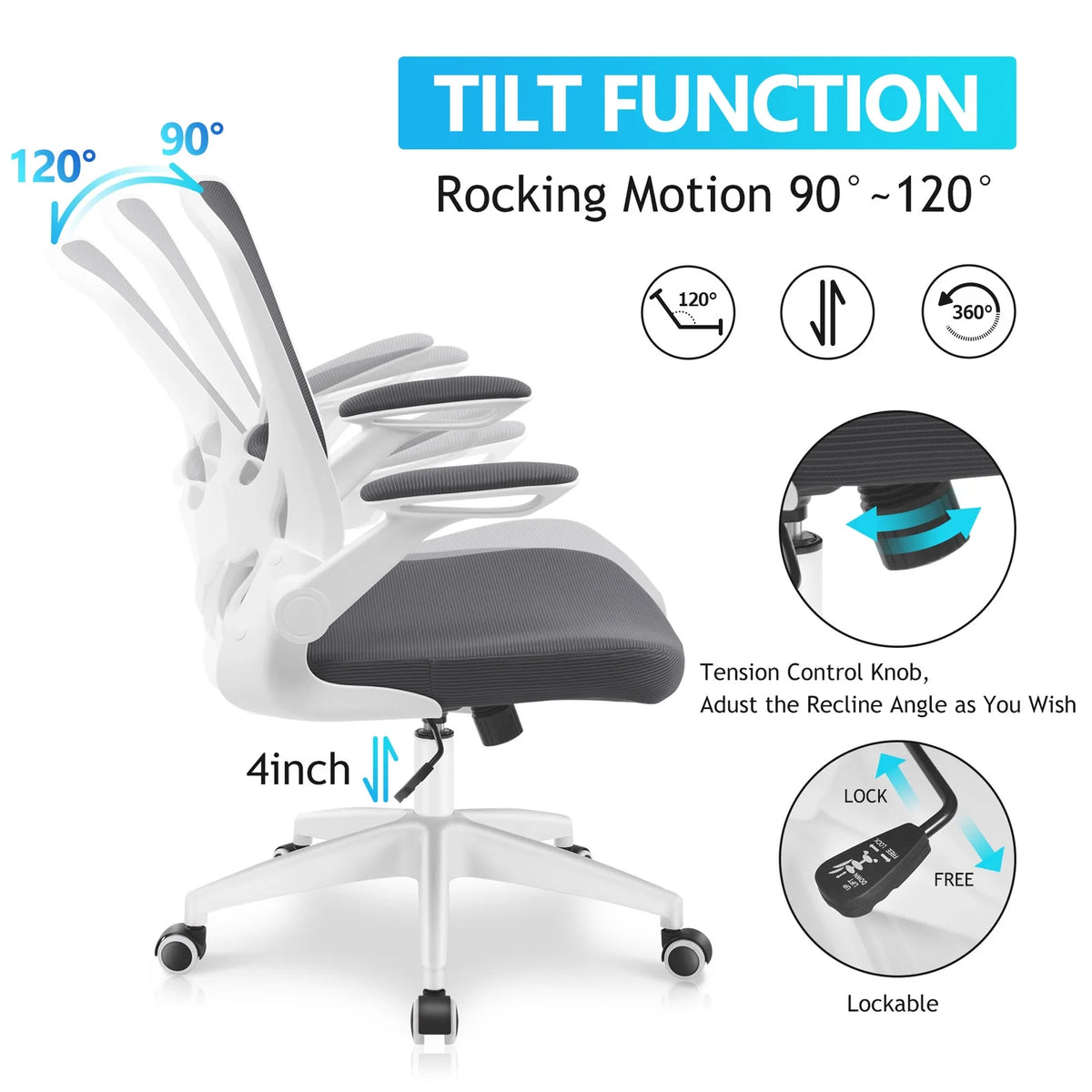 Black Ergonomic Mesh Office Chair with Lumbar Support I3851