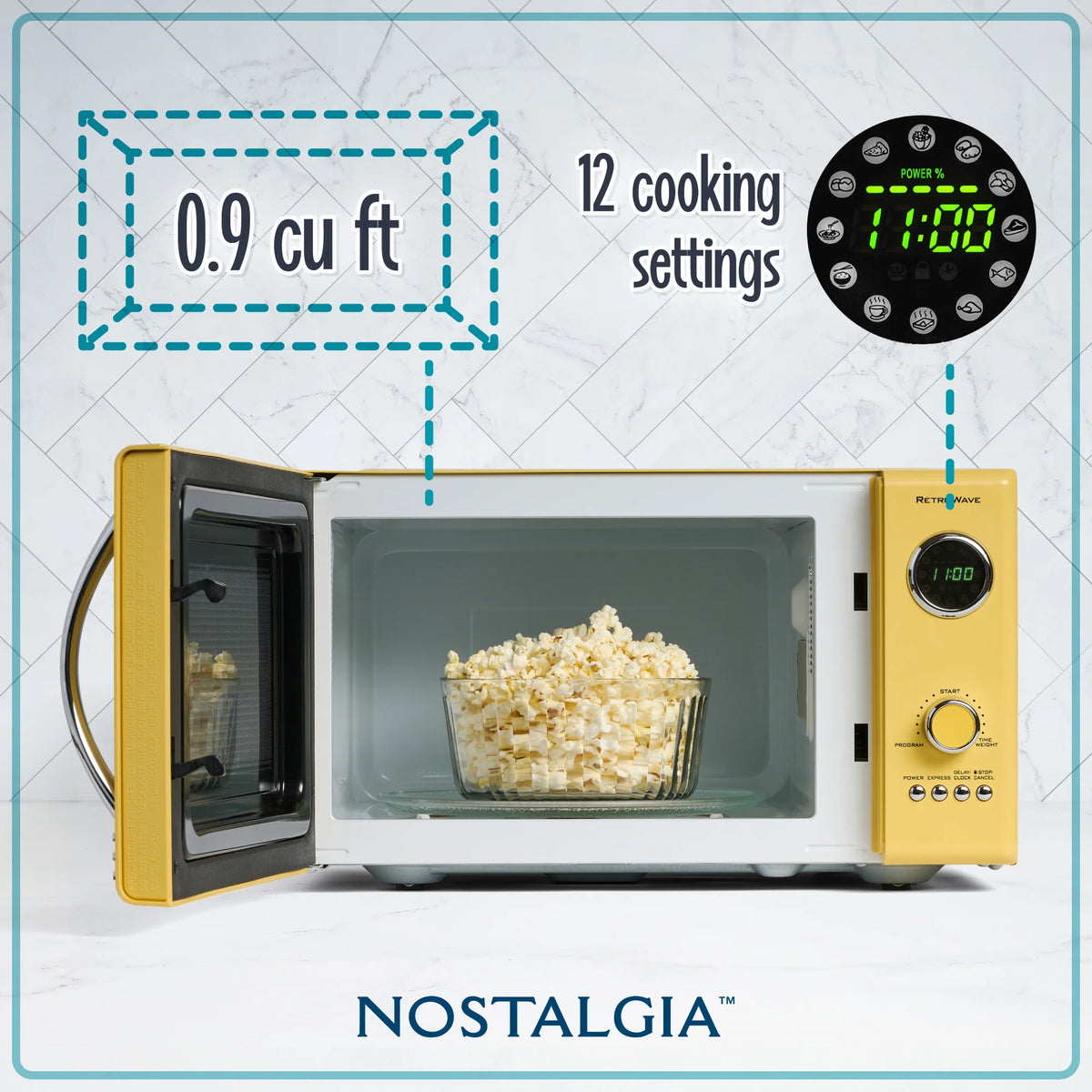 0.9 Cubic Foot 800-Watt Countertop Microwave Oven - Yellow U961