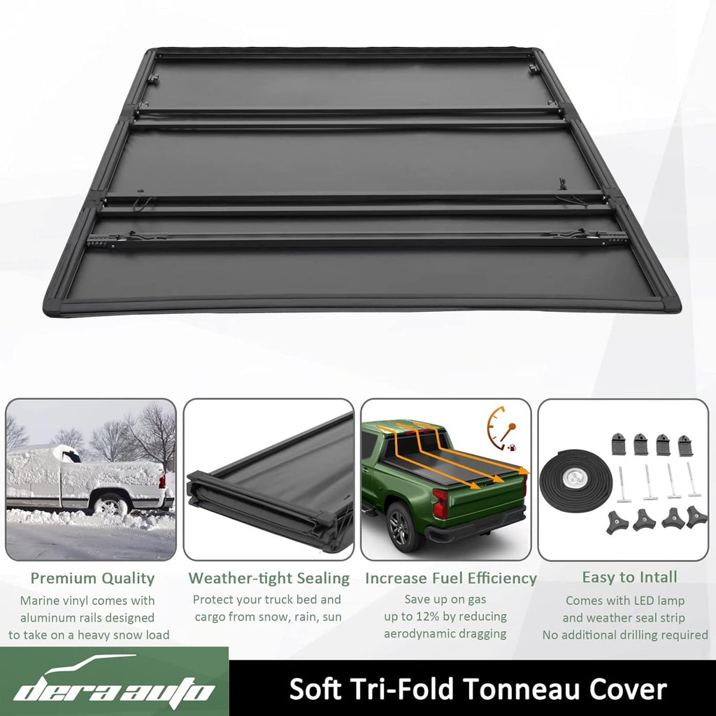 Soft Tri-Fold Truck Bed Cover 5.2ft Bed Tonneau Cover M5483