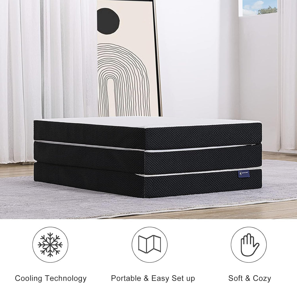 Folding Gel Memory Foam Mattress Topper with Washable Cover F391