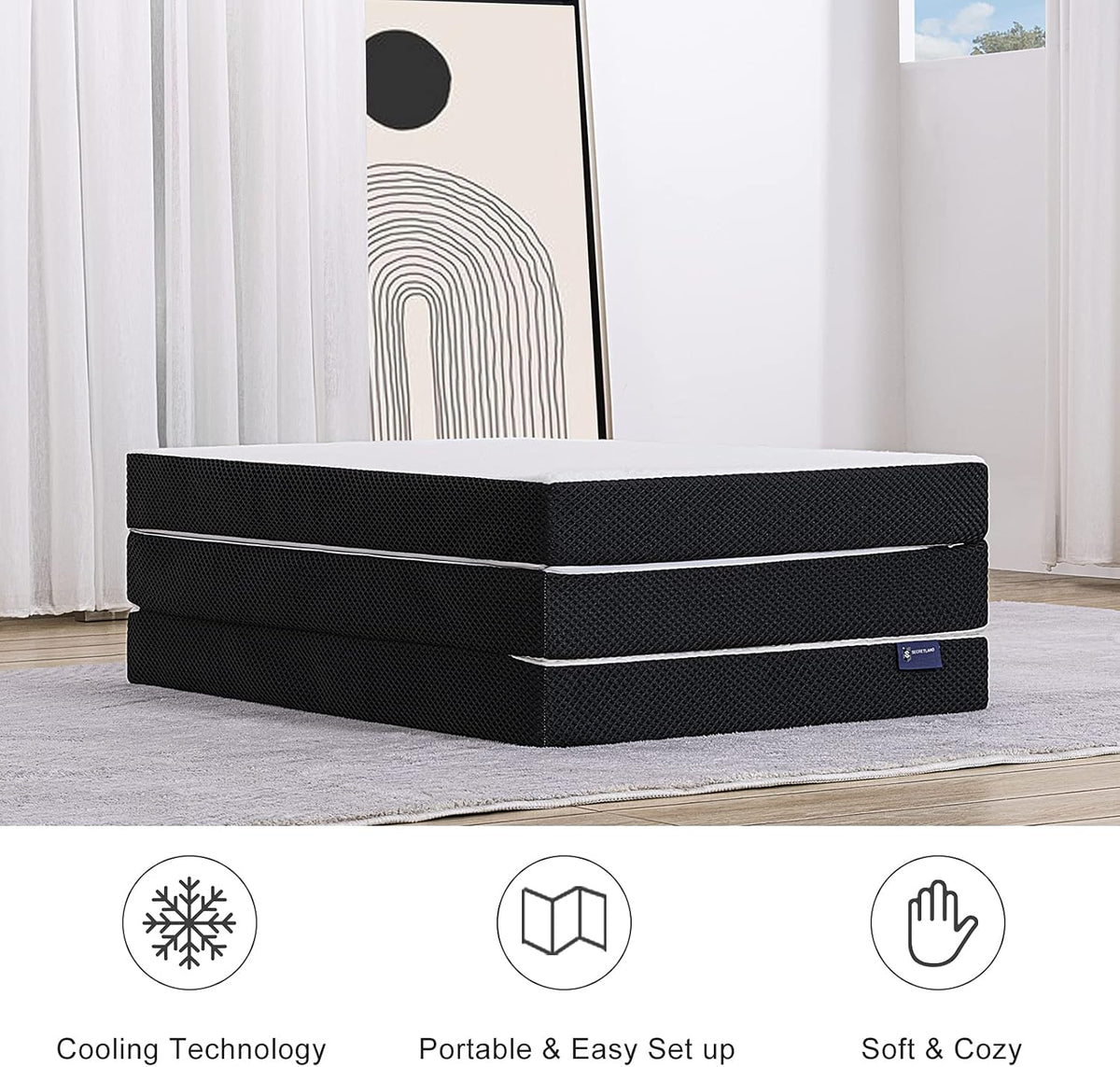 Folding Gel Memory Foam Mattress Topper with Washable Cover F391