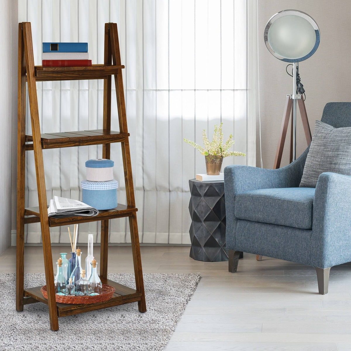 Warm Brown 4 Shelf Folding Bookcase C12255