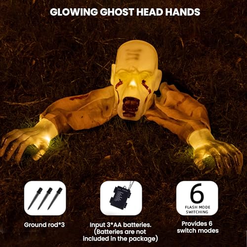 Lighted Skeleton Zombie Stakes Halloween Decor L998188