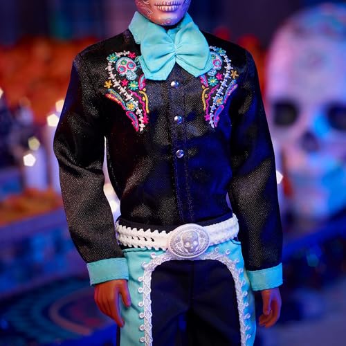 2024 Día De Muertos Ken Doll in Black Suit with Sky Blue Accents T12625