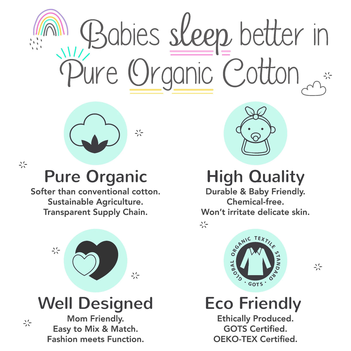 3 Pc Organic Cotton Crib Bedding Set C659