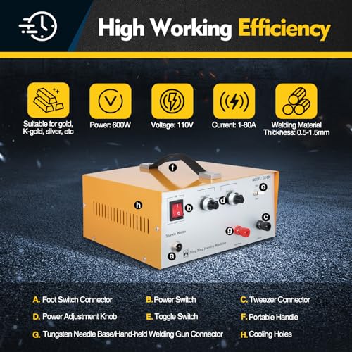 110V 80A Pulse Sparkle Spot Welder Machine with Foot Pedal W7506