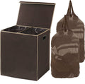 Brown Double Laundry Hamper with Lid and Removable Bags V983