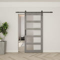 42in x 84in Frosted Glass Barn Door with 7FT Sliding Door Hardware Kit U153