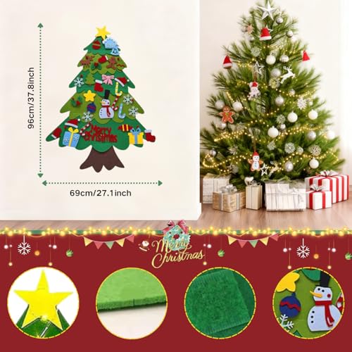 3ft Felt Christmas Tree Set with 32 Ornaments & LED String Light N1759