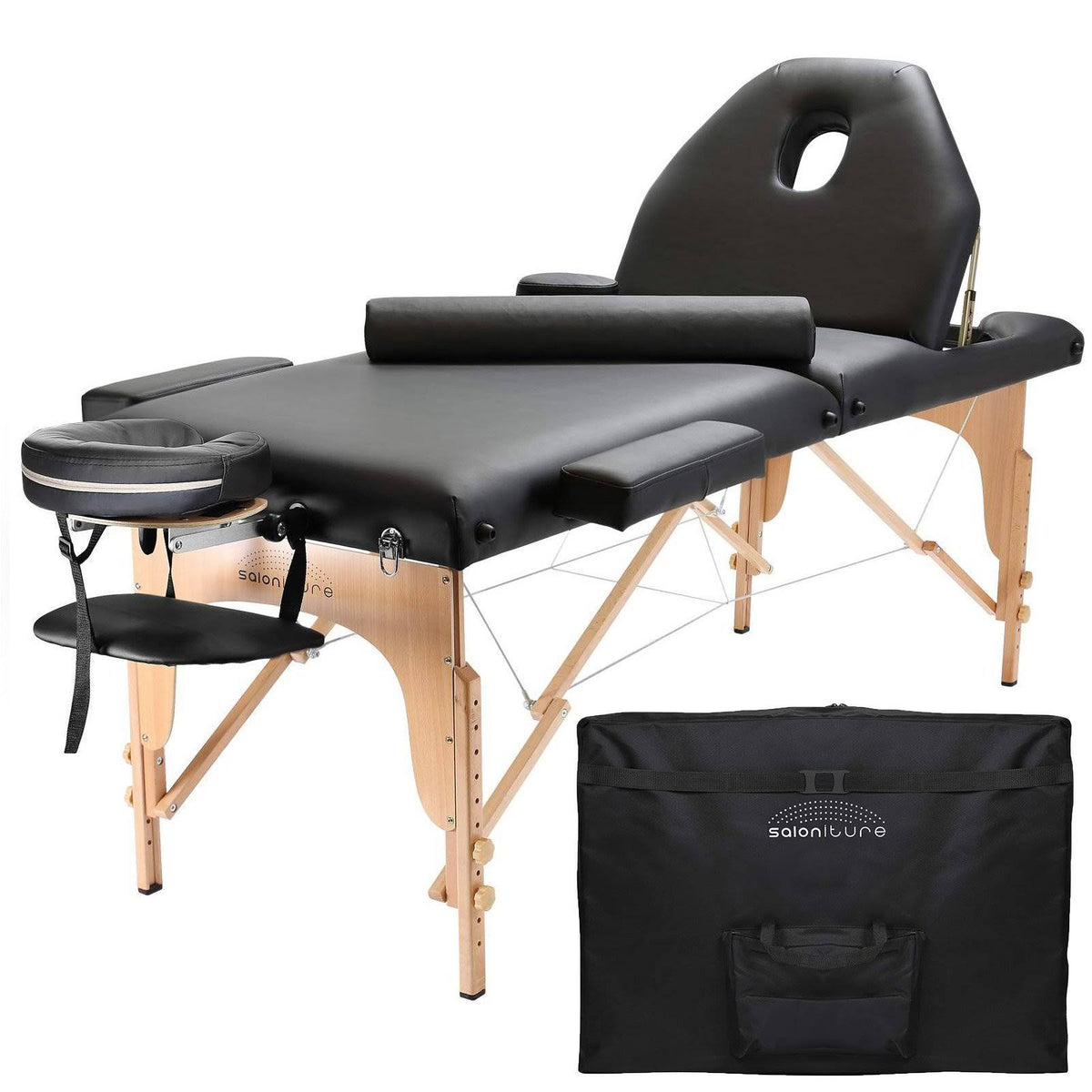 Portable Massage Table with Backrest Black A578149