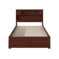 Walnut Full Platform Bed with Footboard 2 Drawers K45968