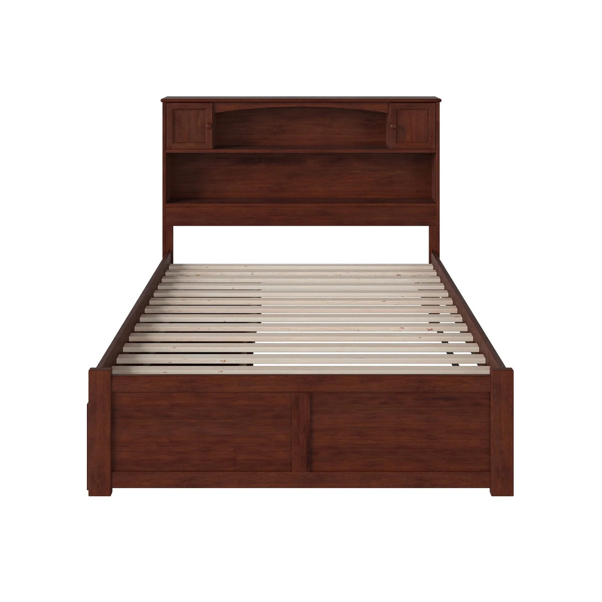 Walnut Full Platform Bed with Footboard 2 Drawers K45968