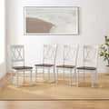 White Wood Dining Chair Set of 4 Y786