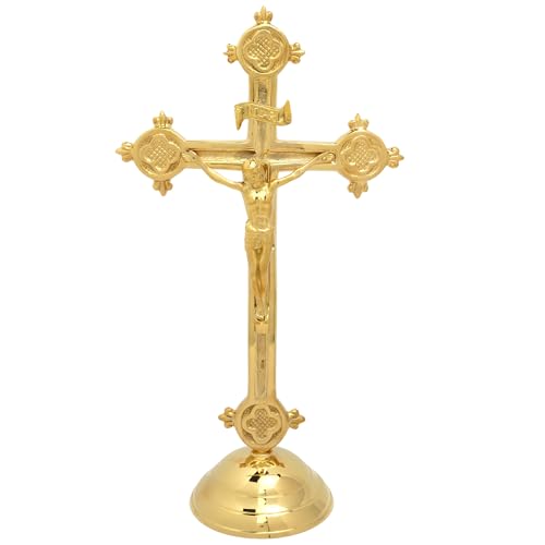 Brass Catholic Crucifix 12.5 by 7 Inches E71326