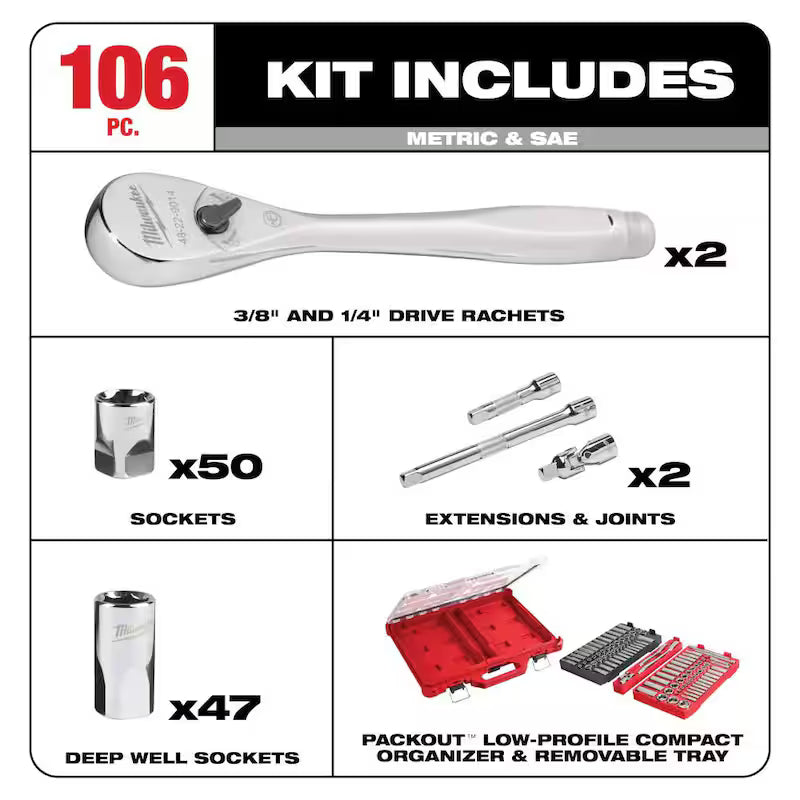 220-Piece SAE/Metric Ratchet and Socket Set R644