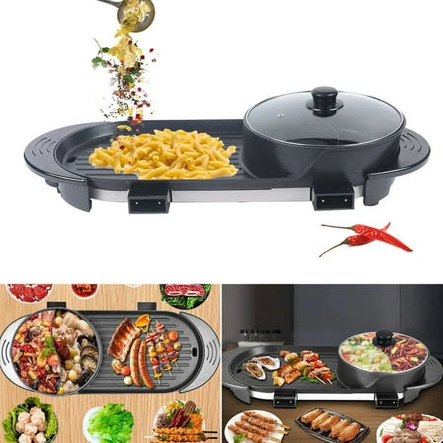 2 In 1 Portable Electric Non-stick Hot Pot Barbecue Grill F310333