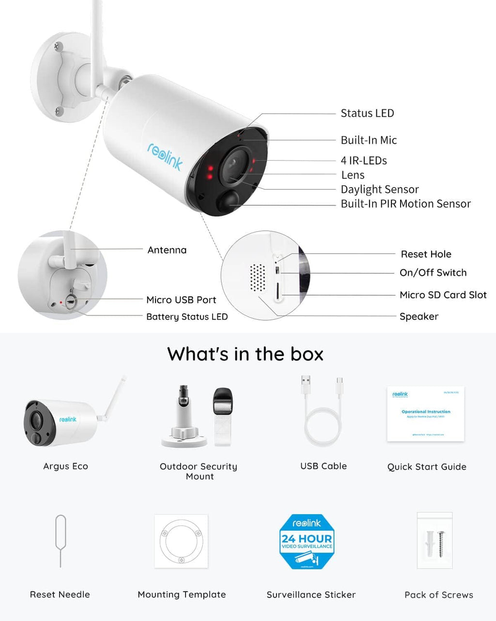Wireless Outdoor Security Camera, 1080P HD, Rechargeable Battery Powered, 2 Pack A268