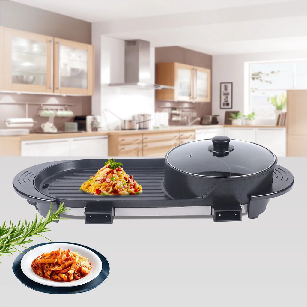 2 In 1 Portable Electric Non-stick Hot Pot Barbecue Grill F310333