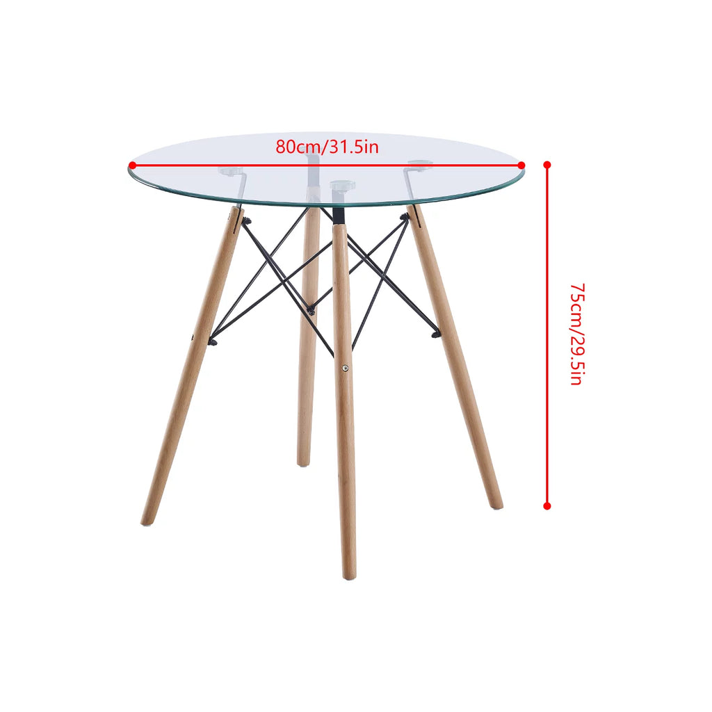 5 Piece Round Glass Dining Table Set with 4 Chairs Y175