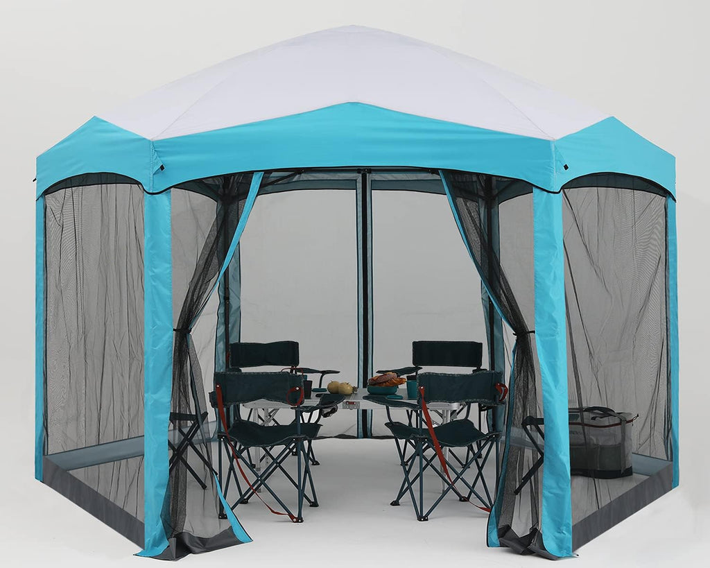 Pop Up 6 Sided Instant Screened Canopy Tent 12x10Ft White H660