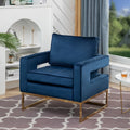 Navy Blue Velvet Accent Armchair with Gold Base K48814