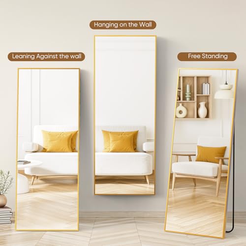 Arched Full Length Mirror 64"x 21" Gold H468