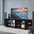Walnut TV Stand with 8 Open Storage Shelves K801846
