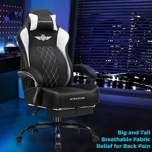 Big and Tall Breathable Fabric Gaming Chair with Footrest X741