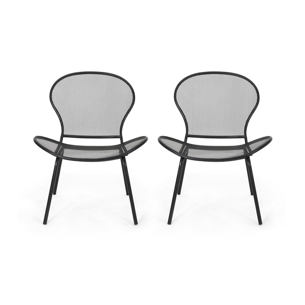Modern Outdoor Club Chairs Set of 2 Matte Black W712