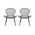 Modern Outdoor Club Chairs Set of 2 Matte Black W712