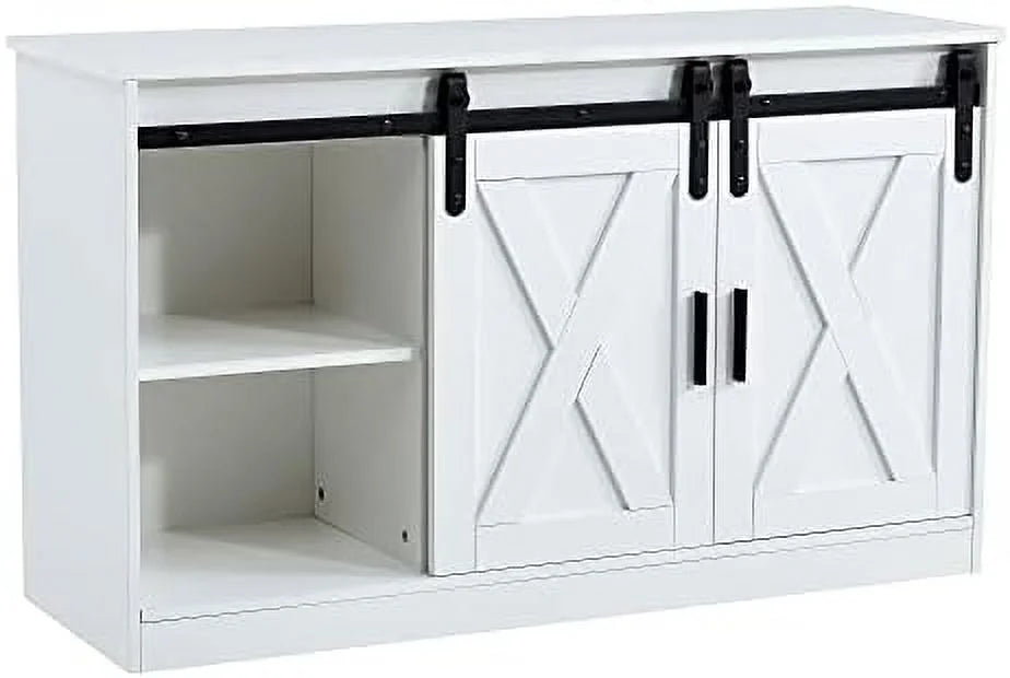 Wood TV Stand with Sliding Barn Door O857275