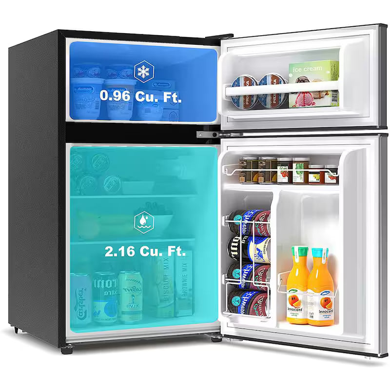 3.1 cu. ft. Stainless Steel Mini Fridge with Dual Door Freezer K365