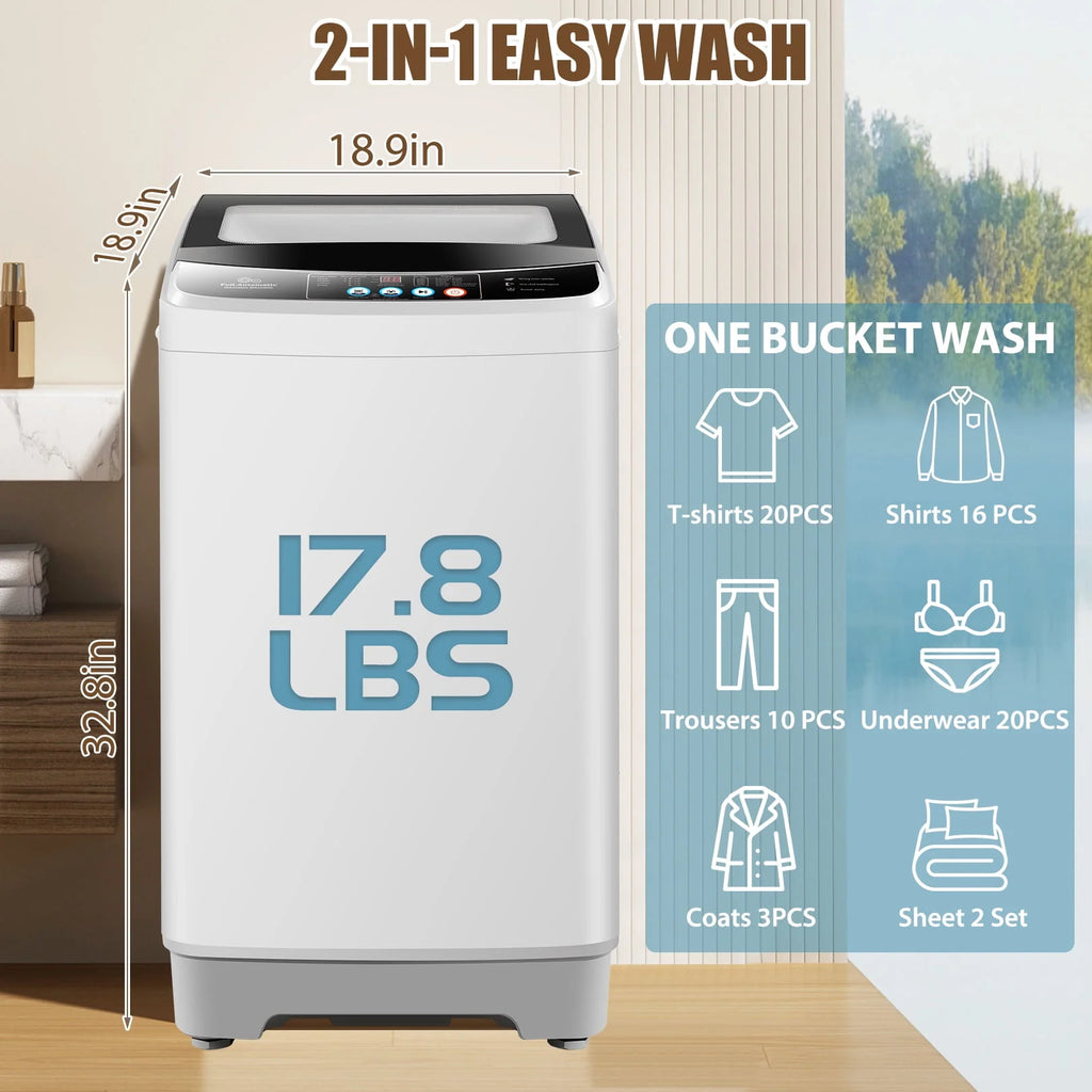 2.4 Cu.ft Portable Washing Machine with Glass Top-Load & Drain Pump L74567